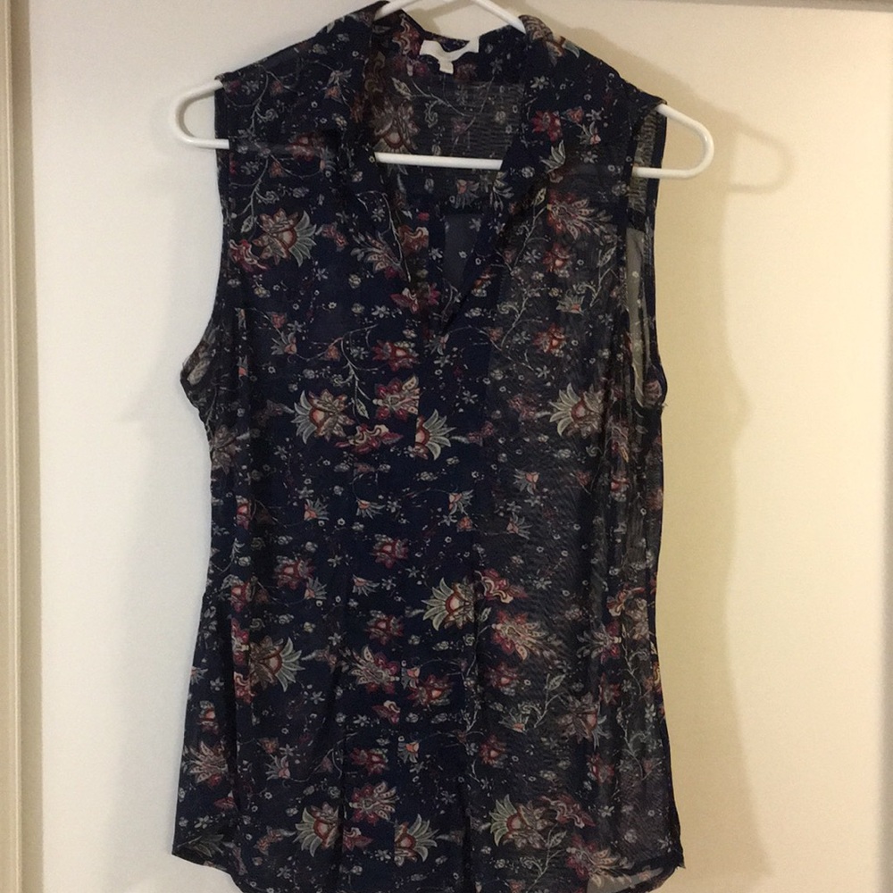 Navy blue floral sleeveless blouse “Eden & Olivia”